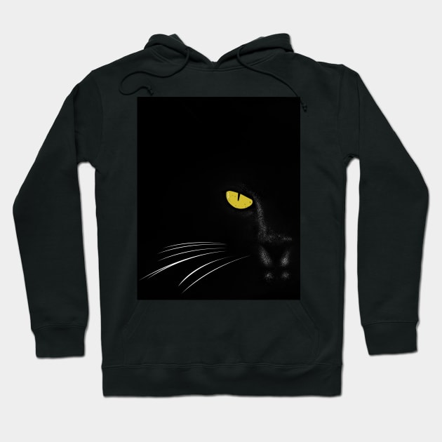 Black Cat Face Hoodie by Rishirt